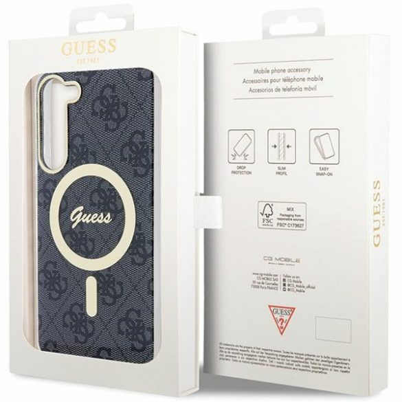 Guess GUHMS23SH4STK S23 S911 negru / negru hard Husă 4G MagSafe