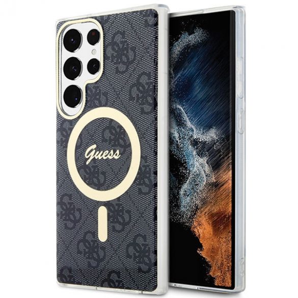 Guess GUHMS23LH4STK S23 Ultra S918 negru/negru husă 4G MagSafe