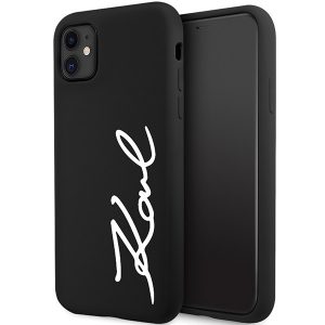 Karl Lagerfeld KLHCN61SKSVGK Husă rigidă din silicon pentru iPhone 11 / Xr 6.1, negru/negru.