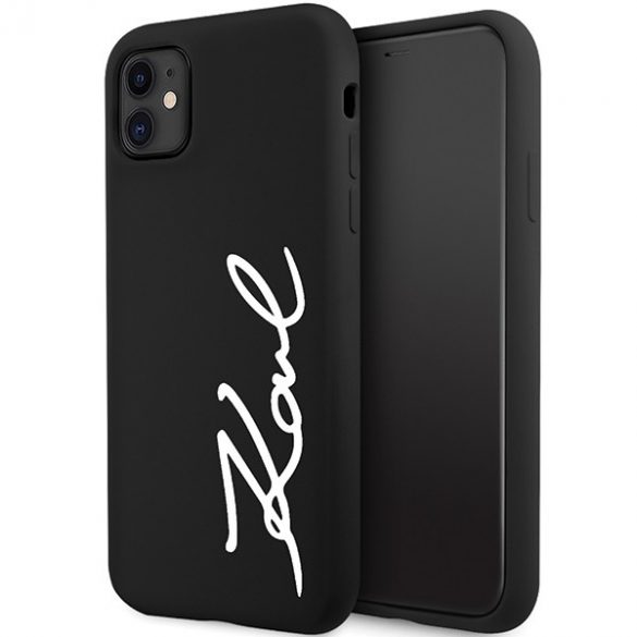 Karl Lagerfeld KLHCN61SKSVGK Husă rigidă din silicon pentru iPhone 11 / Xr 6.1, negru/negru.