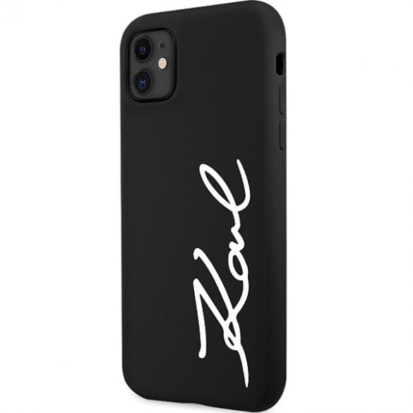 Karl Lagerfeld KLHCN61SKSVGK Husă rigidă din silicon pentru iPhone 11 / Xr 6.1, negru/negru.