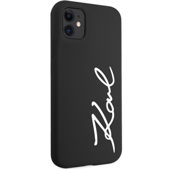 Karl Lagerfeld KLHCN61SKSVGK Husă rigidă din silicon pentru iPhone 11 / Xr 6.1, negru/negru.