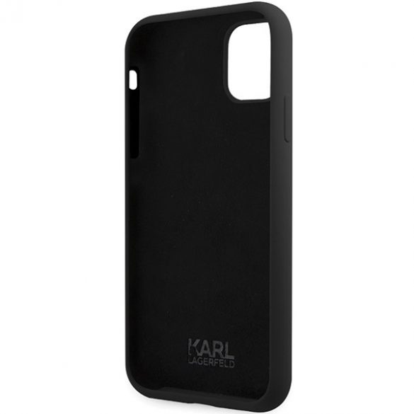 Karl Lagerfeld KLHCN61SKSVGK Husă rigidă din silicon pentru iPhone 11 / Xr 6.1, negru/negru.