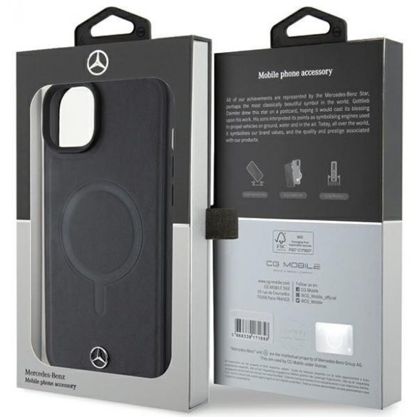 Mercedes MEHMP15M23RCMK iPhone 15 Plus / 14 Plus 6.7" carcasă rigidă/neagră Smooth Leather MagSafe