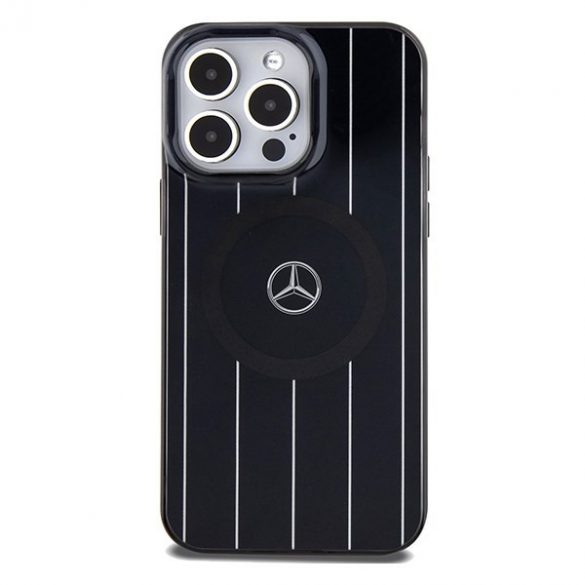 Mercedes MEHMP15L23HRSK iPhone 15 Pro 6.1 carcasă rigidă, neagră, cu două straturi, linii încrucișate MagSafe”