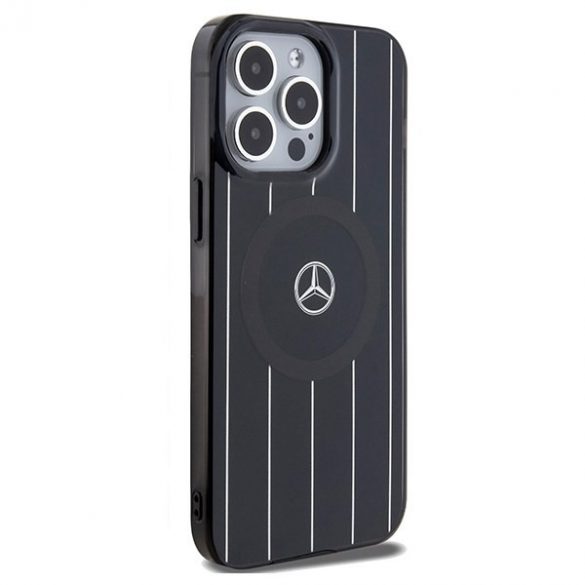 Mercedes MEHMP15L23HRSK iPhone 15 Pro 6.1 carcasă rigidă, neagră, cu două straturi, linii încrucișate MagSafe”