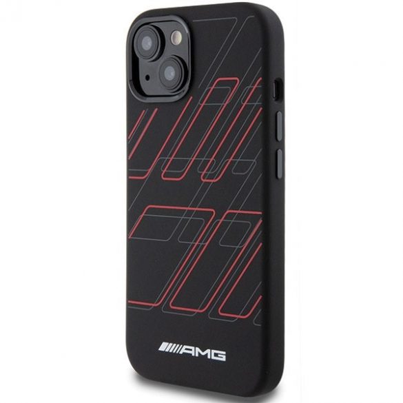 AMG AMHMP15S23SSPK iPhone 15 / 14 / 13 6.1" negru / negru hard Husă Silicone Large Rhombuses Pattern MagSafe