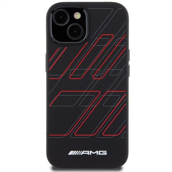 AMG AMHMP15S23SSPK iPhone 15 / 14 / 13 6.1" negru / negru hard Husă Silicone Large Rhombuses Pattern MagSafe