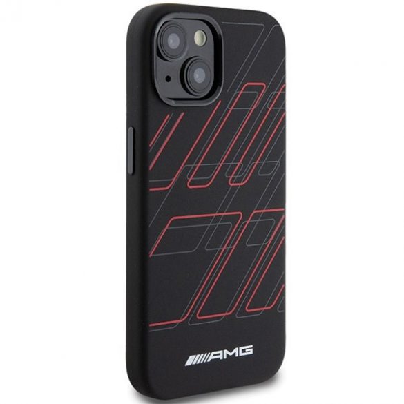 AMG AMHMP15S23SSPK iPhone 15 / 14 / 13 6.1" negru / negru hard Husă Silicone Large Rhombuses Pattern MagSafe