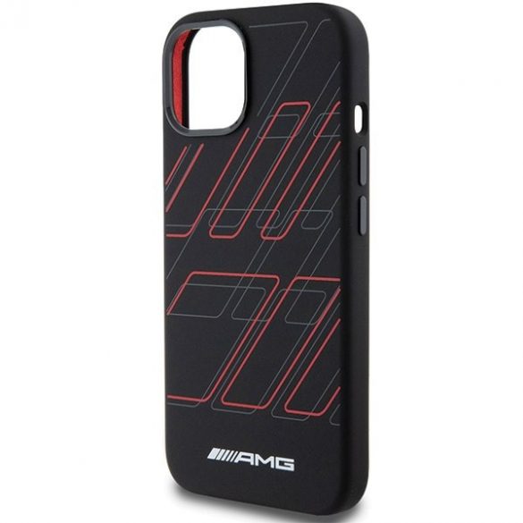 AMG AMHMP15S23SSPK iPhone 15 / 14 / 13 6.1" negru / negru hard Husă Silicone Large Rhombuses Pattern MagSafe