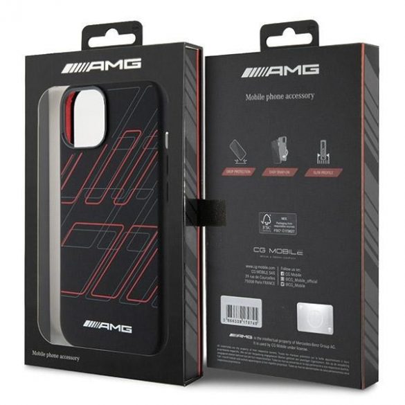 AMG AMHMP15S23SSPK iPhone 15 / 14 / 13 6.1" negru / negru hard Husă Silicone Large Rhombuses Pattern MagSafe