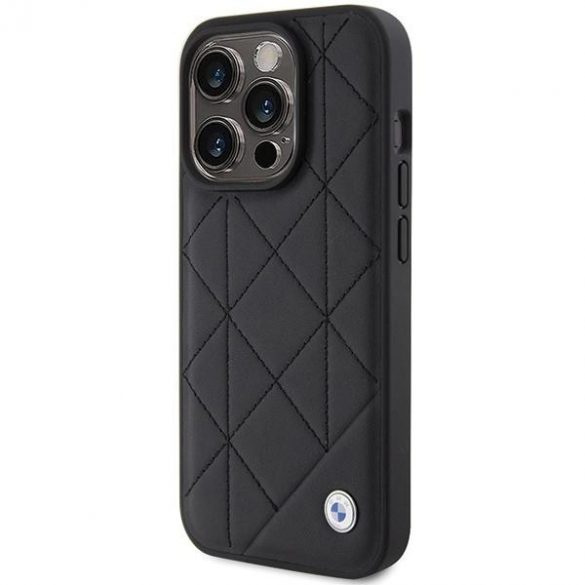 BMW BMHCP15X22RQDK iPhone 15 Pro Max 6.7 czarny/negru piele matlasată"