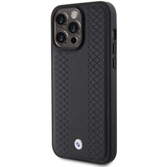 BMW BMHCP15L22RFGK iPhone 15 Pro 6.1 din piele neagră/czarny model diamant"