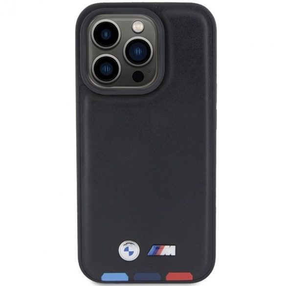 BMW BMHCP15L22PTDK iPhone 15 Pro 6.1 ștampilă din piele neagră/czarny tricolor"