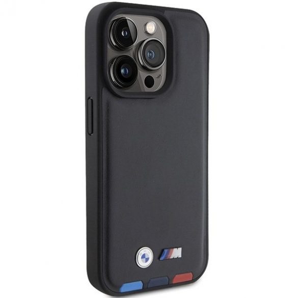 BMW BMHCP15L22PTDK iPhone 15 Pro 6.1 ștampilă din piele neagră/czarny tricolor"