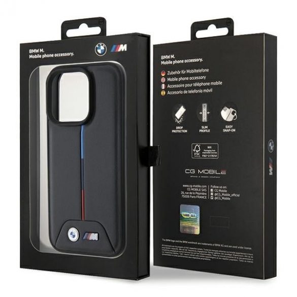 BMW BMHCP15L22PVTK Carcasă rigidă pentru iPhone 15 Pro 6.1, negru, matlasat Tricolor"