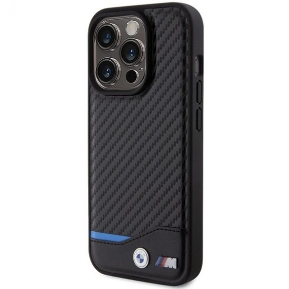 BMW BMHCP15L22NBCK iPhone 15 Pro 6.1 negru/negru Leather Carbon"