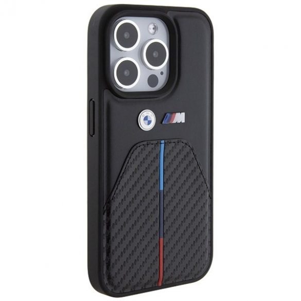 BMW BMHCP15L22NSTB iPhone 15 Pro 6.1 czarny/negru Stamped Tricolor Stripe"