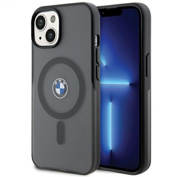 BMW BMHMP15MDSLK Carcasă rigidă pentru iPhone 15 Plus / 14 Plus de 6,7 inchi/negru IML Signature MagSafe