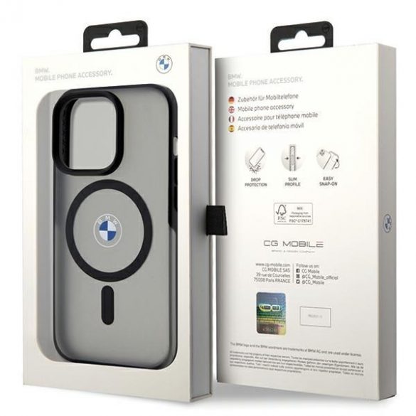 BMW BMHMP15LDSLK Carcasă rigidă IML Signature MagSafe pentru iPhone 15 Pro 6.1 negru/czarny”