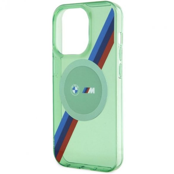 BMW BMHMP15LHDTN iPhone 15 Pro 6.1" zielony/verde hardcase M Tricolor Stripes MagSafe