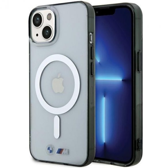 BMW BMHMP15SHCRS iPhone 15 / 14 / 13 6.1" przezroczysty/transparent hardcase Silver Ring MagSafe