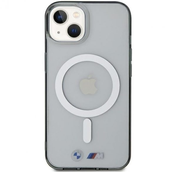 BMW BMHMP15SHCRS iPhone 15 / 14 / 13 6.1" przezroczysty/transparent hardcase Silver Ring MagSafe