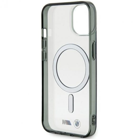 BMW BMHMP15SHCRS iPhone 15 / 14 / 13 6.1" przezroczysty/transparent hardcase Silver Ring MagSafe