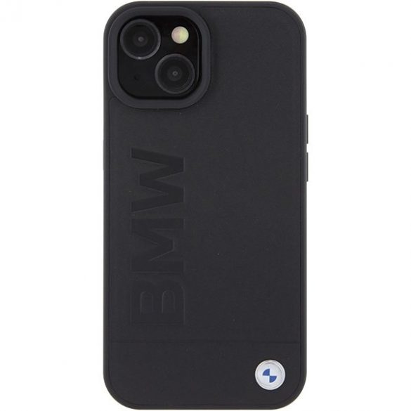 BMW BMHMP15MSLLBK iPhone 15 Plus / 14 Plus 6.7" negru/negru MagSafe piele Hot Stamp