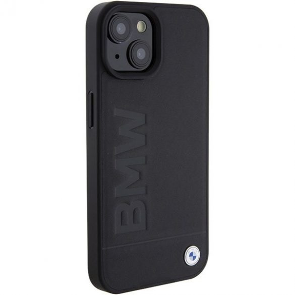 BMW BMHMP15MSLLBK iPhone 15 Plus / 14 Plus 6.7" negru/negru MagSafe piele Hot Stamp