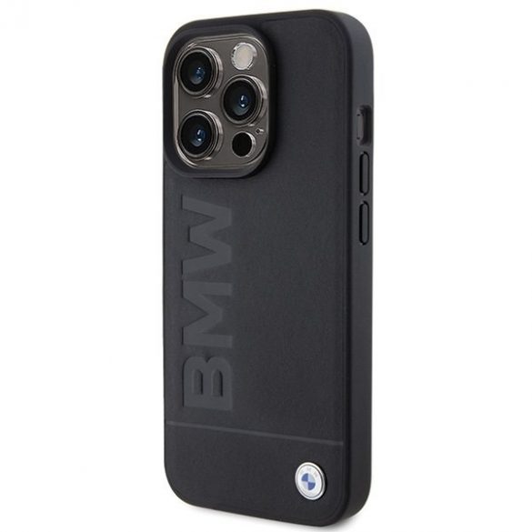 BMW BMHMP15LSLLBK iPhone 15 Pro 6.1 negru/negru MagSafe piele Hot Stamp"