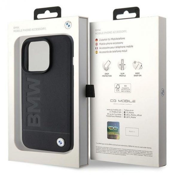 BMW BMHMP15LSLLBK iPhone 15 Pro 6.1 negru/negru MagSafe piele Hot Stamp"