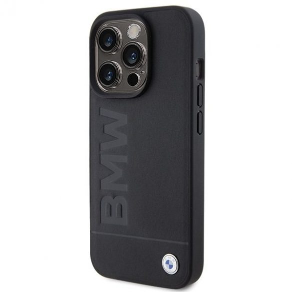 BMW BMHMP15XSLLBK iPhone 15 Pro Max 6.7 czarny/negru MagSafe Piele Hot Stamp"