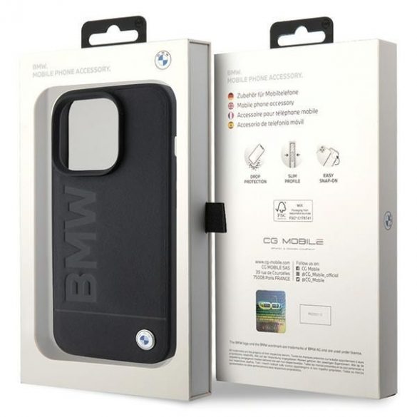 BMW BMHMP15XSLLBK iPhone 15 Pro Max 6.7 czarny/negru MagSafe Piele Hot Stamp"