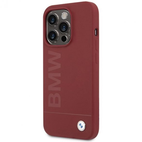 BMW BMHMP15LSLBLRE Husă rigidă pentru iPhone 15 Pro 6,1 inchi czerwony/roșu Silicon Big Logo MagSafe