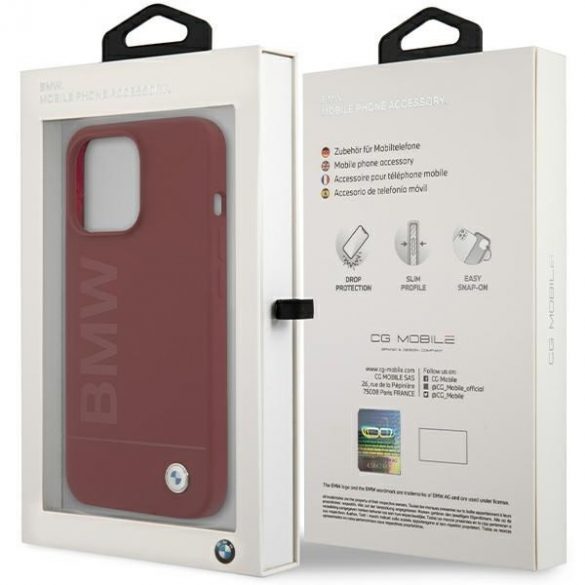 BMW BMHMP15LSLBLRE Husă rigidă pentru iPhone 15 Pro 6,1 inchi czerwony/roșu Silicon Big Logo MagSafe