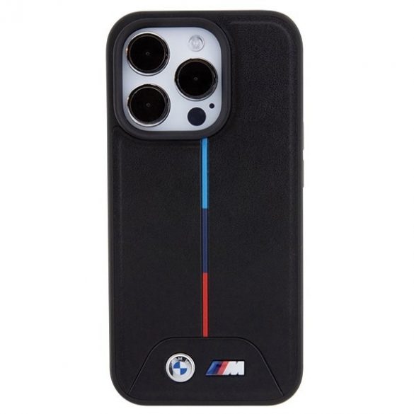 BMW BMHMP15L22PVTK Carcasă rigidă pentru iPhone 15 Pro 6.1, negru, matlasat Tricolor MagSafe"