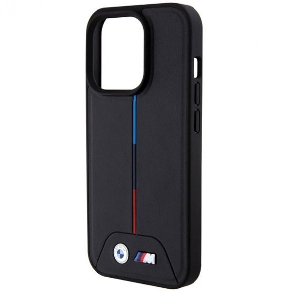 BMW BMHMP15L22PVTK Carcasă rigidă pentru iPhone 15 Pro 6.1, negru, matlasat Tricolor MagSafe"