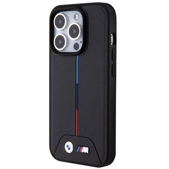 BMW BMHMP15X22PVTK Carcasă rigidă pentru iPhone 15 Pro Max 6.7, negru/czarny Quilted Tricolor MagSafe"