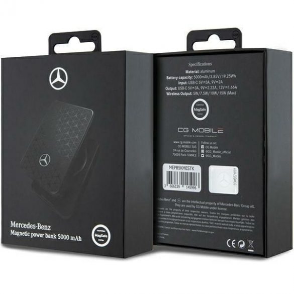 Mercedes Powerbank MEPB5KMESTK 15W 5000mAh negru / negru MagSafe