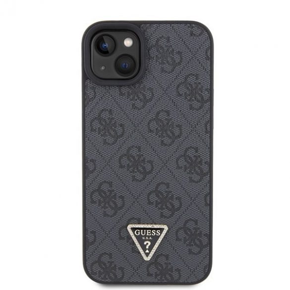 Guess GUHCP15SP4TDPK iPhone 15 / 14 / 13 6.1" carcasa rigidă/neagră din piele 4G Diamond Triangle