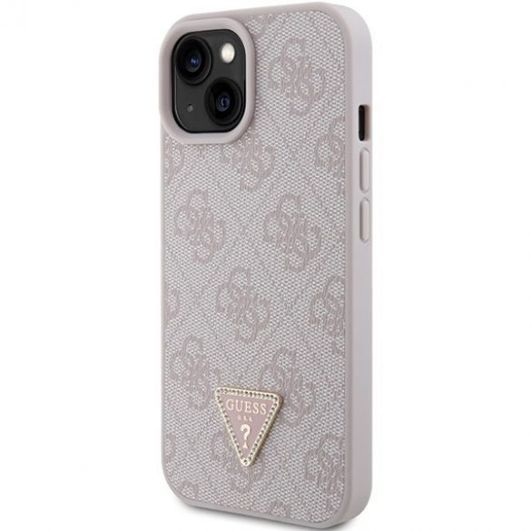 Guess GUHCP15SP4TDPP iPhone 15 / 14 / 13 6.1" roz/roz hard Husă piele 4G Triangle Strass