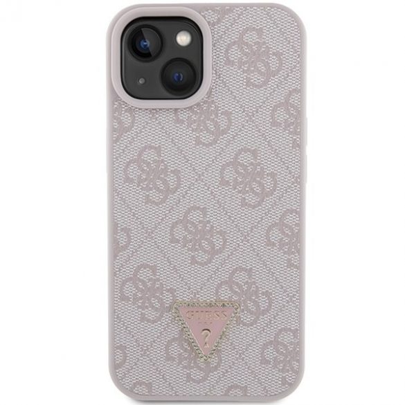 Guess GUHCP15SP4TDPP iPhone 15 / 14 / 13 6.1" roz/roz hard Husă piele 4G Triangle Strass