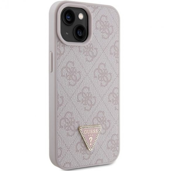 Guess GUHCP15SP4TDPP iPhone 15 / 14 / 13 6.1" roz/roz hard Husă piele 4G Triangle Strass