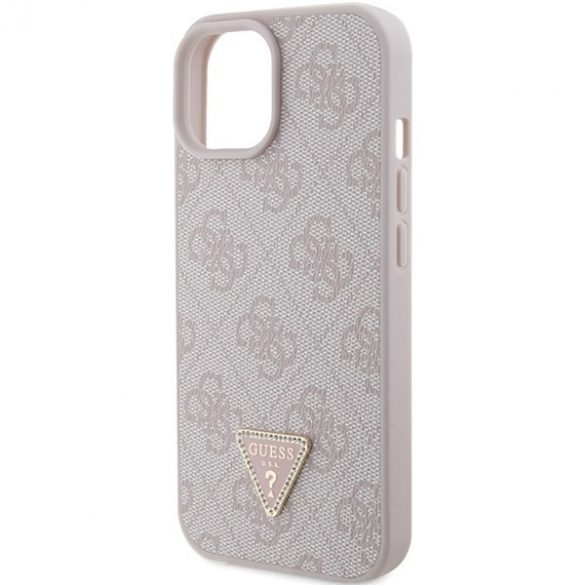 Guess GUHCP15SP4TDPP iPhone 15 / 14 / 13 6.1" roz/roz hard Husă piele 4G Triangle Strass