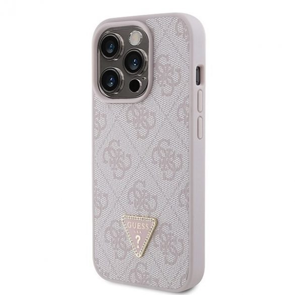 Guess GUHCP15LP4TDPP iPhone 15 Pro 6.1 rożowy/roz husă rigidă Piele 4G Triunghi Strass"