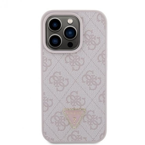 Guess GUHCP15LP4TDPP iPhone 15 Pro 6.1 rożowy/roz husă rigidă Piele 4G Triunghi Strass"