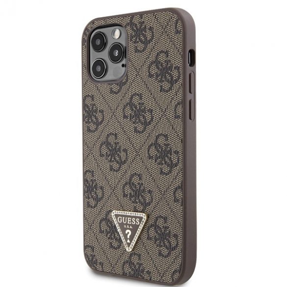 Guess GUHCP12MP4TDSCPW iPhone 12 / 12 Pro 6.1 husă rigidă maro/brązowy Crossbody 4G Metal Logo"