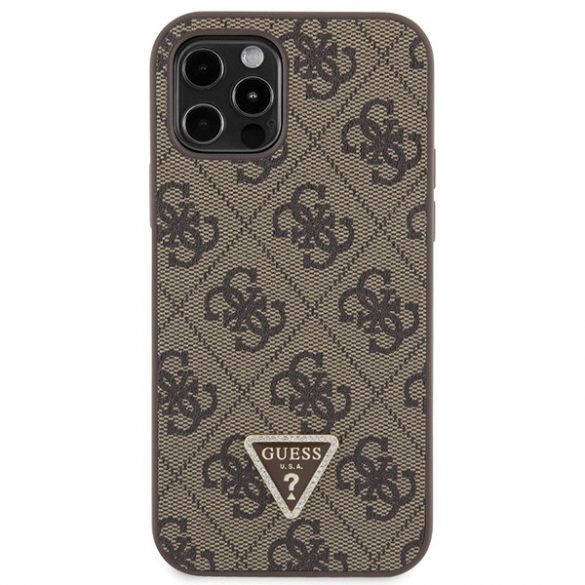 Guess GUHCP12MP4TDSCPW iPhone 12 / 12 Pro 6.1 husă rigidă maro/brązowy Crossbody 4G Metal Logo"