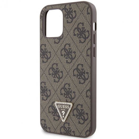 Guess GUHCP12MP4TDSCPW iPhone 12 / 12 Pro 6.1 husă rigidă maro/brązowy Crossbody 4G Metal Logo"